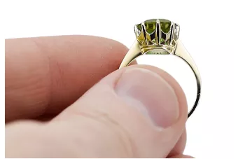 Кольцо Желтый перидот 14-кв Желтое золото Винтаж стиль vrc157y